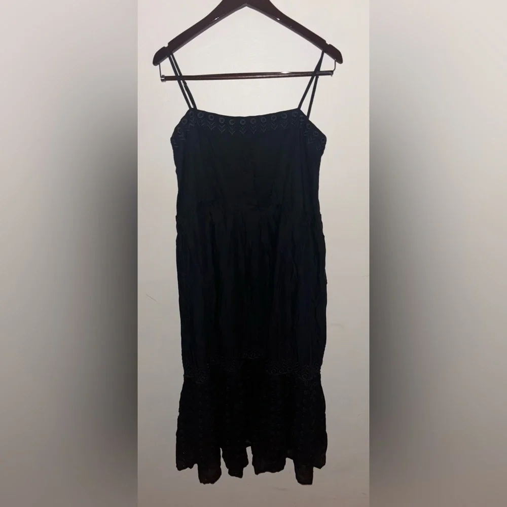 NWT J.Crew Sorrento dress in cotton voile XS Black Boho Bohemian Resort Vacation